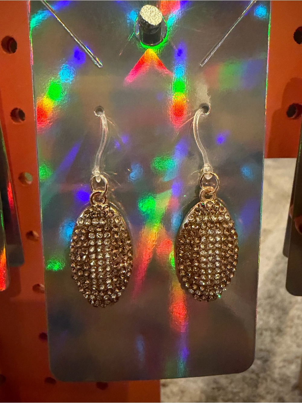 Rhinestone football earrings - Hypoallergenic Women's Jewelry